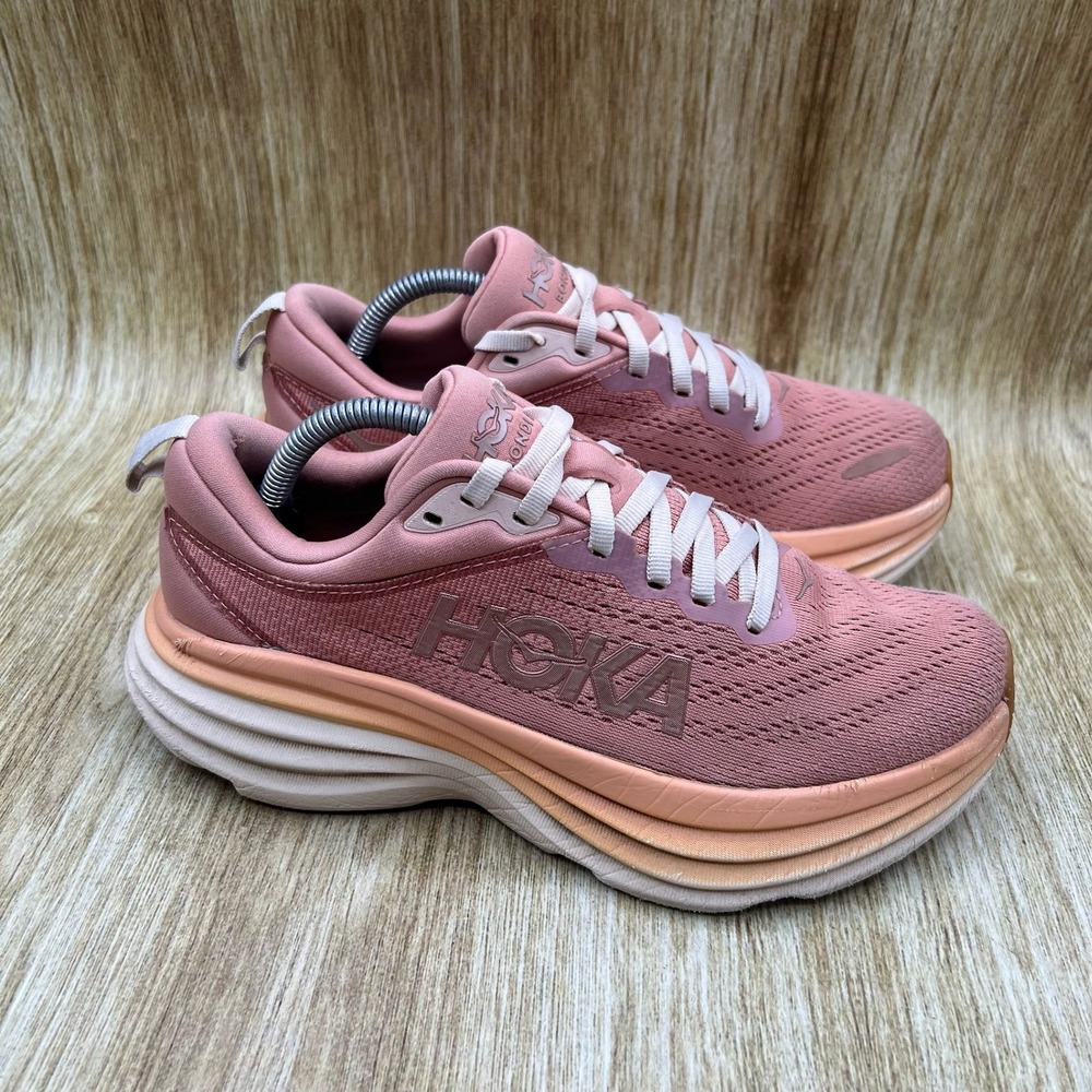 Hoka One One Bondi 8 Running Shoes Women's Size 6 B Sandstone Cream 1127952-SNC